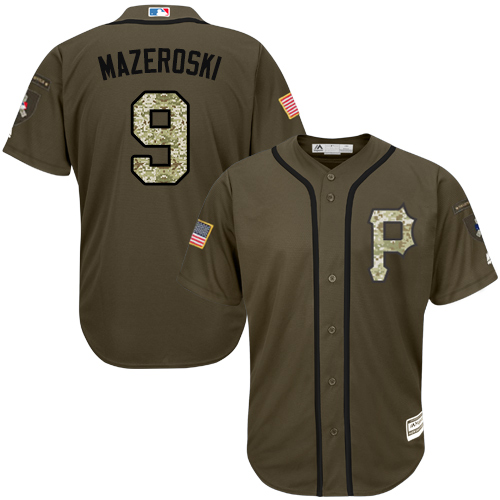 Pirates #9 Bill Mazeroski Green Salute to Service Stitched MLB Jersey - Click Image to Close